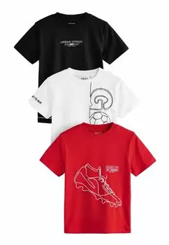 Футболка с принтом SHORT SLEEVE GRAPHIC 3 PACK STANDARD Next, черный