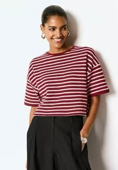 Футболка с принтом SHORT SLEEVE HEAVYWEIGHT Next, цвет red and cream stripe