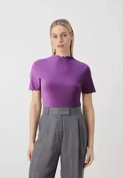 Футболка с принтом SHORT SLEEVE HIGH NECK RUFFLED HEM LINES Marc O'Polo DENIM, цвет grand violet