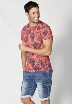 Футболка с принтом Short Sleeve Koroshi, коралловый