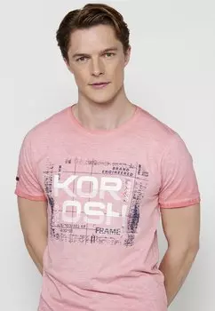 Футболка с принтом Short Sleeve Koroshi, розовая роза