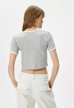 Футболка с принтом SHORT SLEEVE Koton, серый