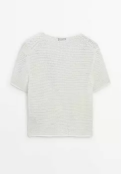 Футболка с принтом SHORT SLEEVE OPENWORK Massimo Dutti, белый