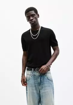 Футболка с принтом SHORT SLEEVE PULL&BEAR, черный