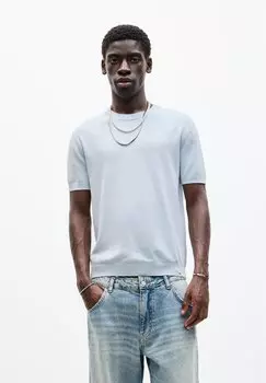 Футболка с принтом SHORT SLEEVE PULL&BEAR, синий