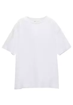 Футболка с принтом SHORT SLEEVE PULL&BEAR, цвет white