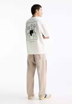 Футболка с принтом Short Sleeve PULL&BEAR, белая