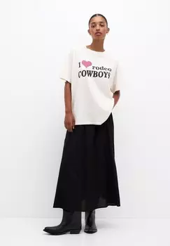 Футболка с принтом SHORT SLEEVE PULL&BEAR, бежевый