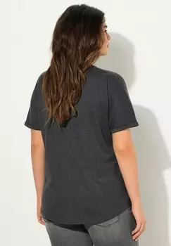 Футболка с принтом SHORT SLEEVE SCOOP NECK Ulla Popken, цвет Mottled Anthracite