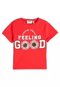 Футболка с принтом SHORT SLEEVE SEQUINED CREW NECK Koton, цвет red