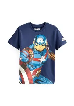 Футболка с принтом SHORT SLEEVE SUPERHERO T-SHIRT Next, цвет captain america navy blue
