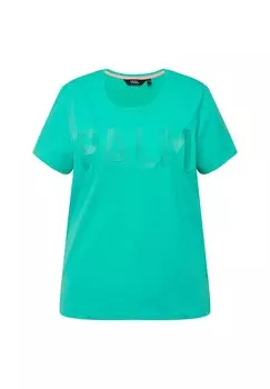 Футболка с принтом SHORT SLEEVE TEE Ulla Popken, бирюзовый