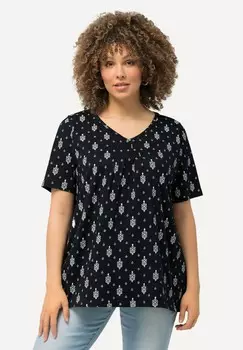 Футболка с принтом SHORT SLEEVE V-NECK Ulla Popken, темно-синий
