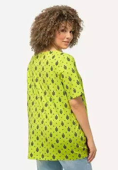 Футболка с принтом SHORT SLEEVE V-NECK Ulla Popken, неоновый зеленый