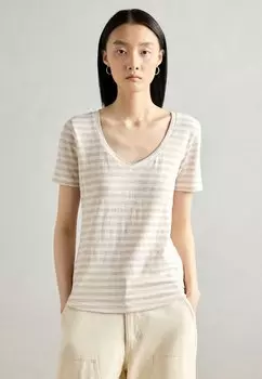 Футболка с принтом SHORT SLEEVE V NECK STRIPED Marc O'Polo, серый