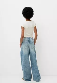 Футболка с принтом SHORT SLEEVE WITH BOW DETAILS Bershka, бежевый