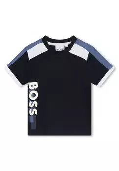 Футболка с принтом SHORT SLEEVES BOSS Kidswear, цвет navy