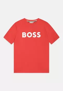 Футболка с принтом SHORT SLEEVES BOSS Kidswear, цвет rouge vif