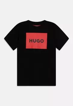 Футболка с принтом SHORT SLEEVES TEE HUGO Kids, цвет black