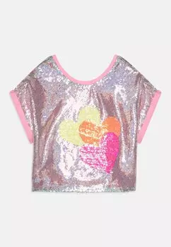 Футболка с принтом SHORT SLEEVES TEE SEQUINS ALL OVER Billieblush, серебристый
