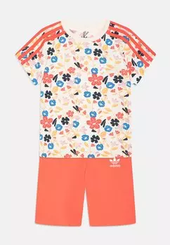 Футболка с принтом SHORT TEE KIDS SET adidas Originals, цвет white/multicolor