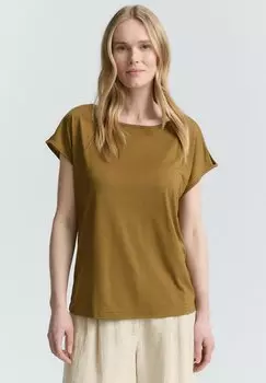 Футболка с принтом SHOULDER SLIT TOM TAILOR, коричневый