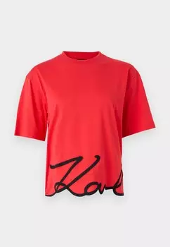 Футболка с принтом SIGNATURE HEM KARL LAGERFELD, красный