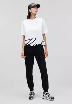 Футболка с принтом SIGNATURE HEM KARL LAGERFELD, белый