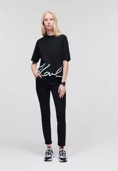 Футболка с принтом SIGNATURE HEM KARL LAGERFELD, черный