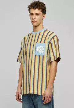 Футболка с принтом SIGNATURE OS STRIPED Karl Kani, голубой светло-желто-коричневый