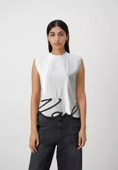 Футболка с принтом SIGNATURE TANK KARL LAGERFELD, цвет white/black
