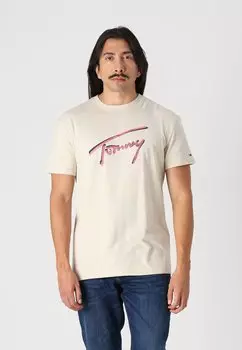 Футболка с принтом SIGNATURE TEE Tommy Jeans, бежевый