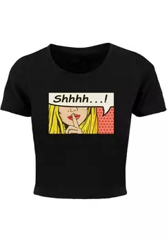 Футболка с принтом SILENT SIGN COMIC CROPPED TEE Merchcode, черный
