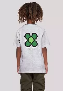 Футболка с принтом SILVESTER HAPPY NEW YEAR PIXEL KLEEBLATT F4NT4STIC, цвет heather grey
