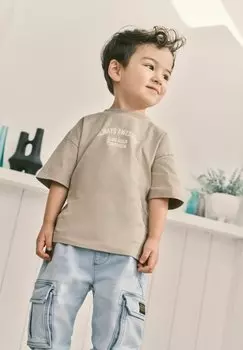 Футболка с принтом SIMPLE SHORT SLEEVE Next, бежевый