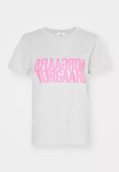 Футболка с принтом SINGLE ORGANIC TRENDA TEE Mads Nrgaard, светло-серый