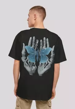 Футболка с принтом SKELETT HNDE SCHMETTERLING F4NT4STIC, черный