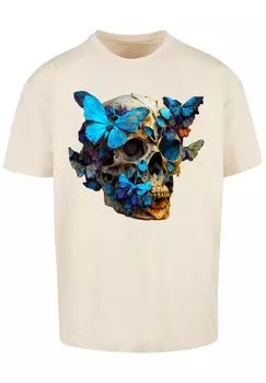 Футболка с принтом SKULL OVERSIZE TEE F4NT4STIC, песочный