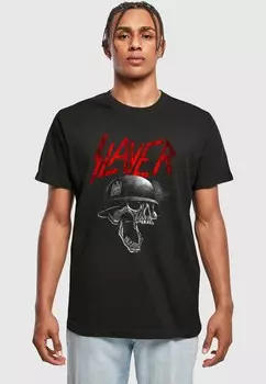 Футболка с принтом SLAYER GRAYSCALE HELMET Merchcode, черный