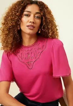 Футболка с принтом SLEEVE REGULAR FIT Love & Roses, розовый