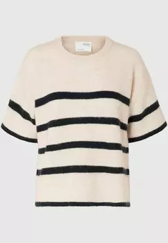 Футболка с принтом SLFMALINE-LILIANA 2/4 O-NECK NOOS Selected Femme, черный