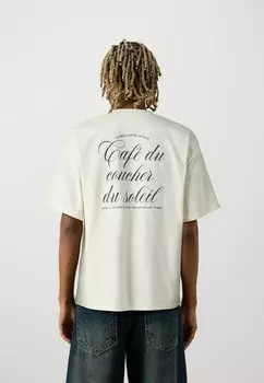 Футболка с принтом SLHBOXY CAF TEE Selected Homme, кремовый