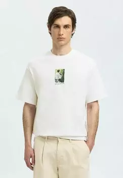 Футболка с принтом SLHRELAXDARIUS O NECK Selected Homme, белый