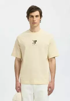 Футболка с принтом SLHRELAXKAI O NECK Selected Homme, белый