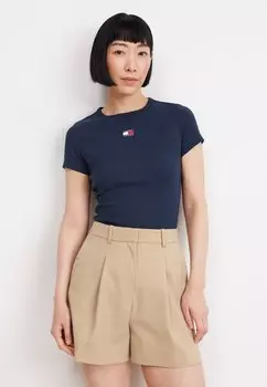 Футболка с принтом Slim Badge Tee Tommy Jeans, цвет dark night navy