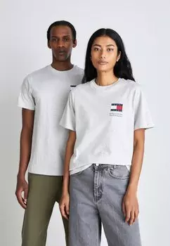 Футболка с принтом SLIM ESSENTIAL FLAG TEE Tommy Jeans, серебристо-серый