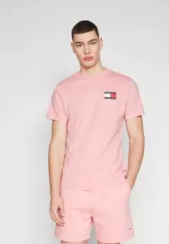 Футболка с принтом Slim Essential Flag Tommy Jeans, цвет tickled pink