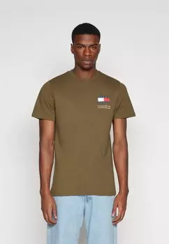 Футболка с принтом SLIM ESSENTIAL FLAG Tommy Jeans, цвет drab olive green