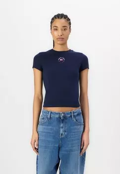 Футболка с принтом SLIM ESSENTIAL LOGO TEE Tommy Jeans, темно-синий