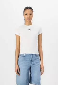 Футболка с принтом SLIM ESSENTIAL LOGO TEE Tommy Jeans, молочный